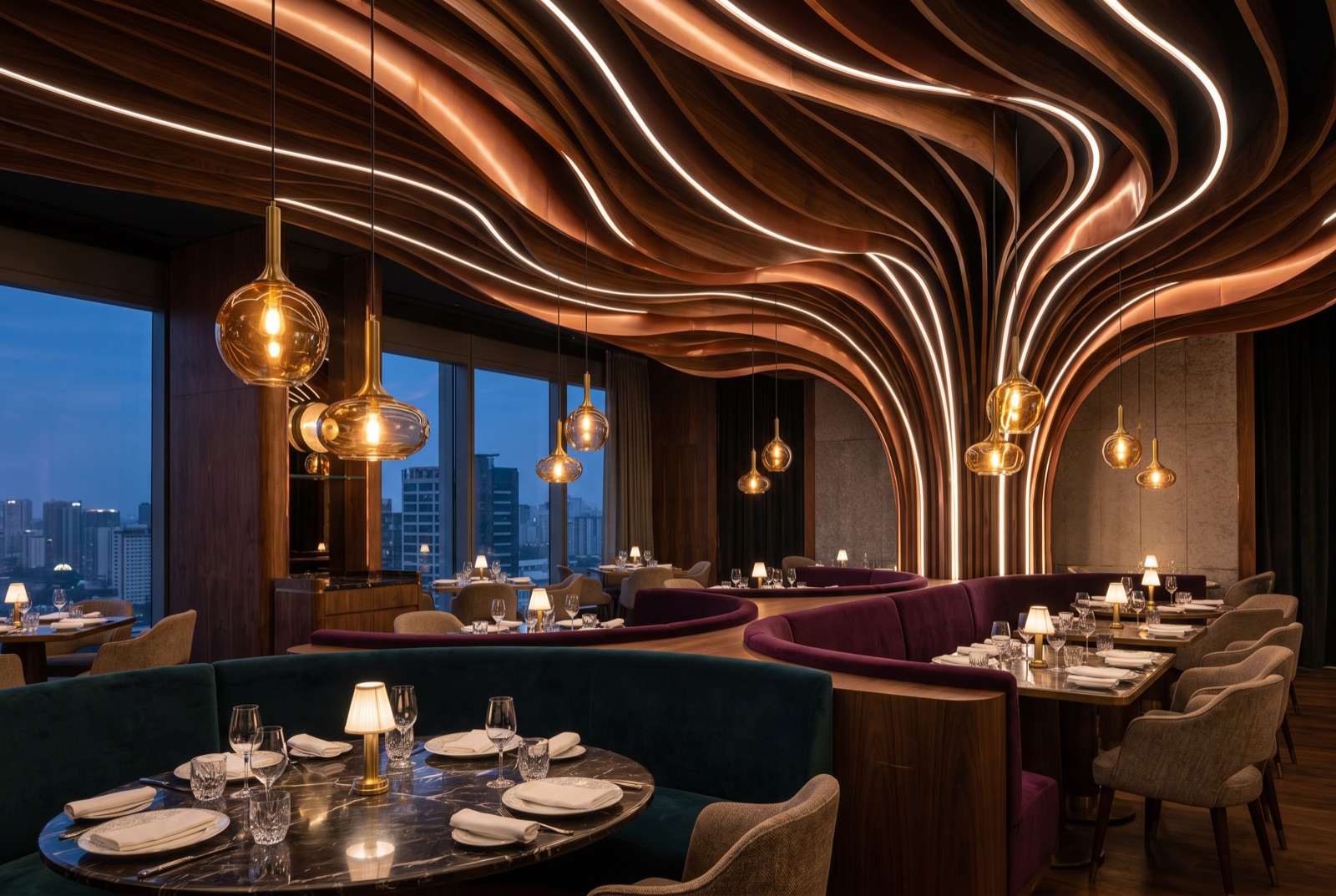 Atmospheric fine-dining restaurant fit-out